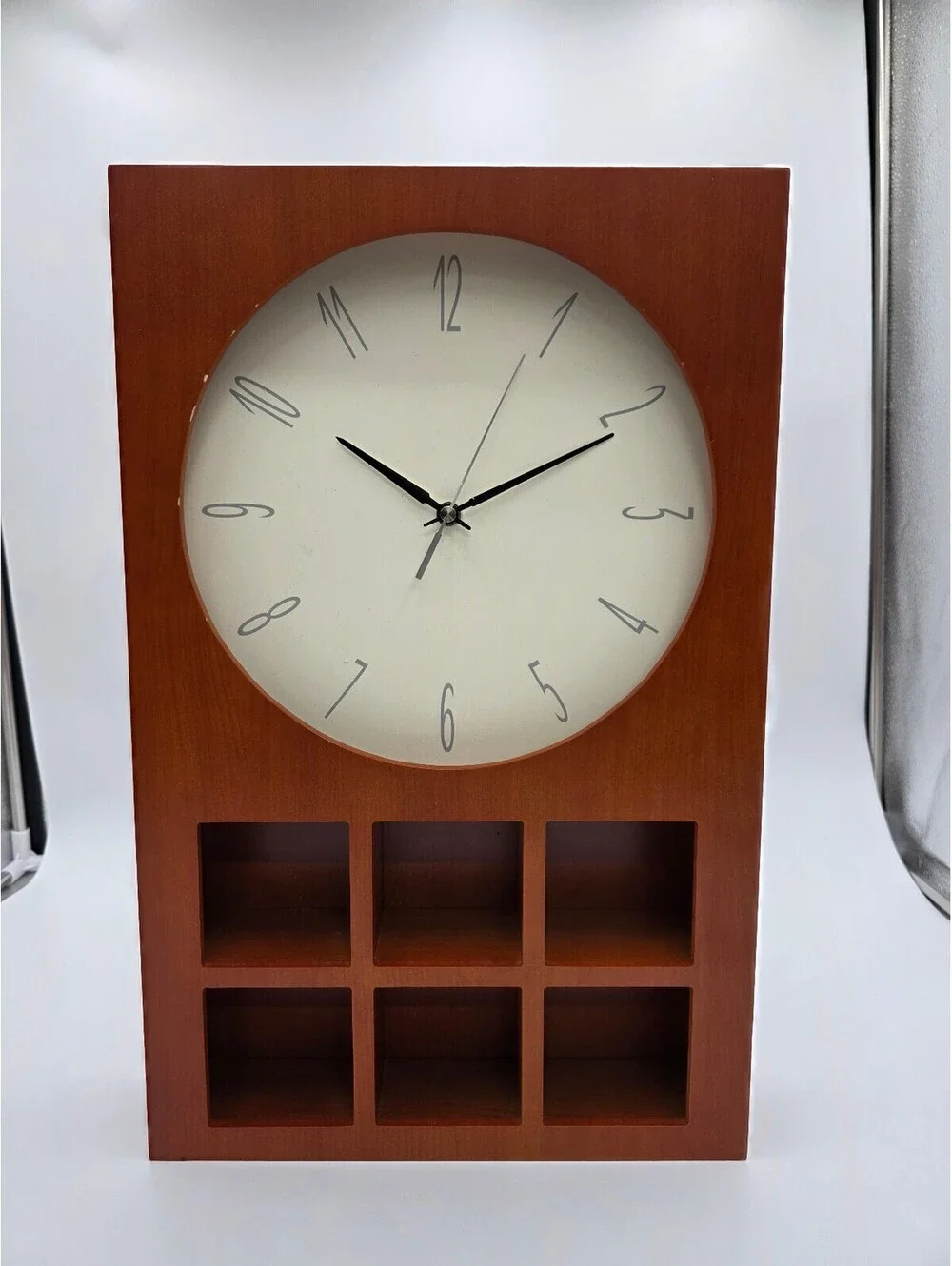 Modern Style Wooden Wall Clock with Storage Cubes